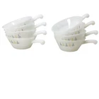 Fire King Anchor Hocking Candle Glow Handle Bowl Set of 8 Atomic Starburst White
