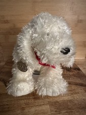 Vintage 1990 GUND Shaggy White Puppy Dog Plush Red Bandana 14 Original Tag