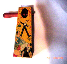 Vintage Tin Litho Ratchet New Year's Eve Working Noisemaker Wood Handle USA
