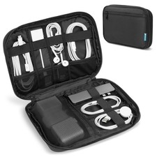 PAVILIA Soft Electronic Organizer Travel Case, Cord Medium, Black