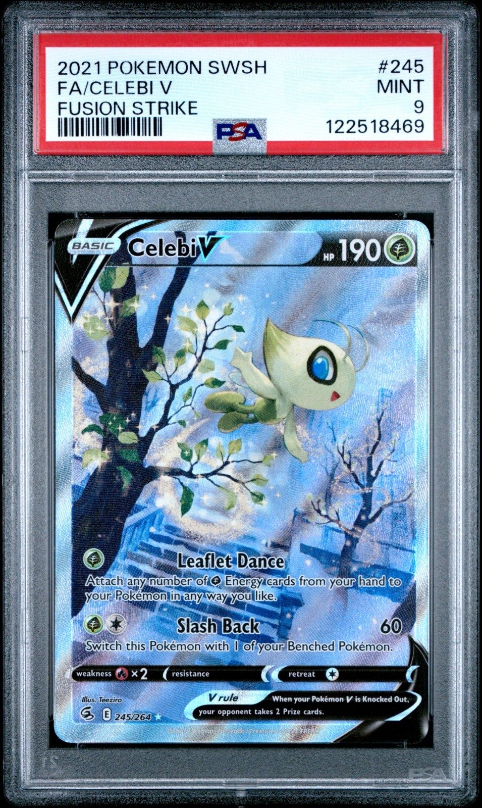 2021 Pokemon Celebi V Alt Art Fusion Strike 245/264 PSA 9 MINT