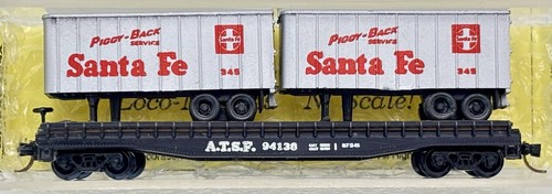 Remolques planos Trix Santa Fe escala N para auto y a cuestas ATSF #94138 | Condition: Used
