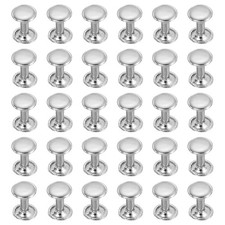 30 Sets Double Cap Leather Rivets 9x12mm Round Cap Metal Studs Silver
