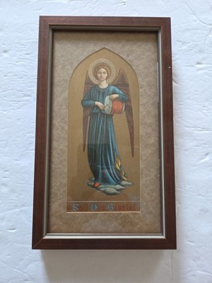 Musical Angel Framed Litho SOLI Deo GLORIA! Glory Be To God Alone  Early 1900s