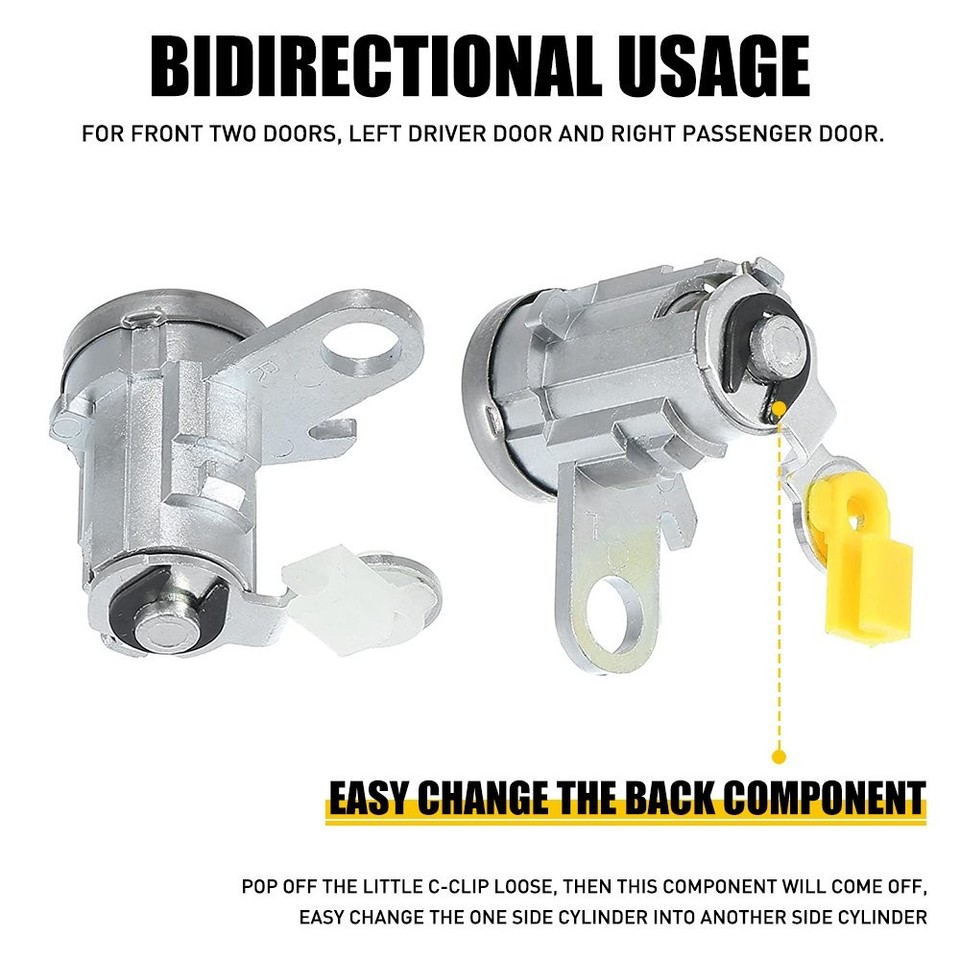 Front LeftRight Door Side Lock Cylinder Keys Set For 1995-2004 Toyota ...