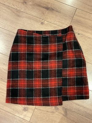 Red & Black tartan checked 18'' 46cm skirt  Lined Matalan Size 10 Mock kilt nwot