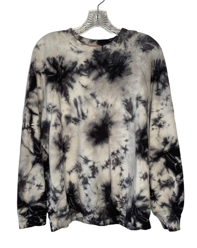 SHOW ME YOUR MUMU Gray + Black Tie-Dye Crewneck Long Sleeve Sweatshirt Size Smal