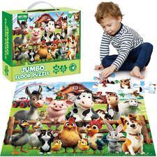 Floor Puzzles for Kids, 48Pcs Farm Animals Puzzles for Kids Ages 4-6, Large Jigs