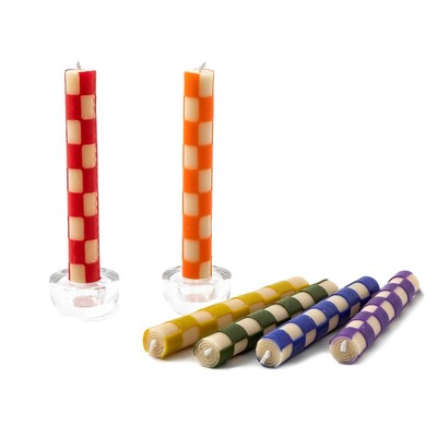 Mackenzie-Childs Mini Dinner Candles - Rainbow Set of 6 NEW