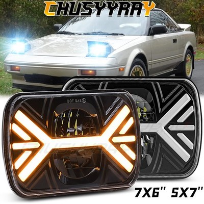 FOR Mazda RX-7 1986-1991 Pair 5x7'' 7X6 inch LED Headlight Hi/Low Beam H4 Lights