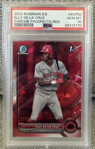 Elly De La Cruz - 2022 Bowman Sapphire - Chrome Red Ref /10 (10/10) - PSA 10 gem