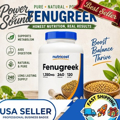 Nutricost Fenugreek 675mg   240 Capsules Gluten Free Non-GMO