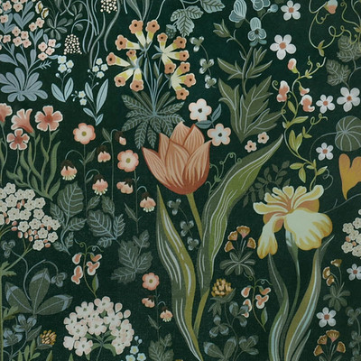 Peel and Stick Wallpaper Vintage Wall Paper Green Floral Contact Paper Removable