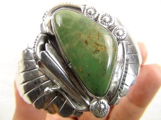 Navajo Delbert Chatter HEAVY 57g 6.75" Sterling Turquoise Cuff Bracelet Native