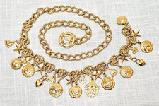 VTG 1980's-90's St. John Gold Tone Nautical Chain Belt BIN06 DS36
