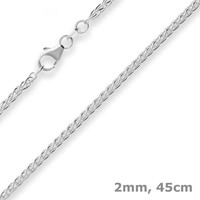 2Mm Zopfkette Silberkette Collier Halskette Aus 925 Silber 45Cm