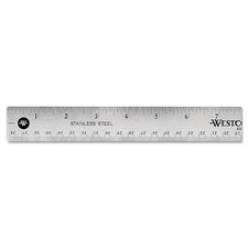Westcott 10416 15" Stainless Steel Office Ruler with Non Slip Cork Base