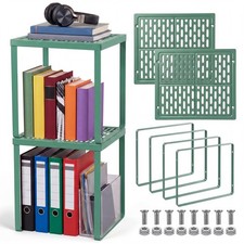 2 PCS Grayish Green Locker Organizer Shelf Stackable Metal 11x10x12 Inch