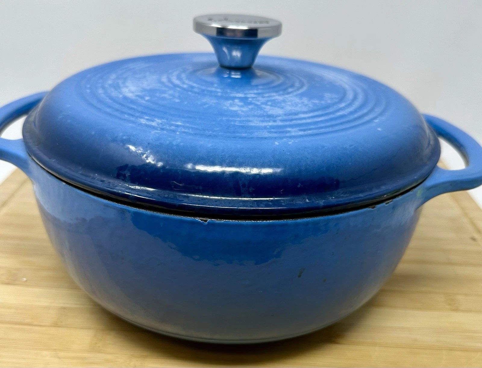 Lodge 4.5 Qt Blue Enameled Cast Iron Dutch Oven Round Dual Handles Oven Safe