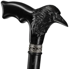 Handmade Wooden Carved Walking Cane Stylish Walking Stick Gothic Crow Cane