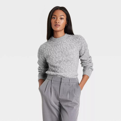 Women's Cable Crewneck Pullover Sweater - A New Day