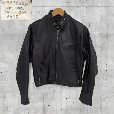 Schott 641C Single Rider Leather Jacket Black Cafe Racer Men's 34 #FF BAA