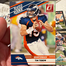 Donruss 2010 Tim Tebow Rated Rookie Denver Broncos #95 NFL Football Card. rookie card picture