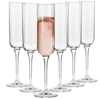 Crystal Champagne Flute Glass, Set of 6, 5.8 oz, Glamour Collection, Elegant ...