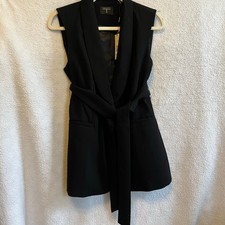 NEW Tahari black sleeveless Top with tie belt office wear size 4 work