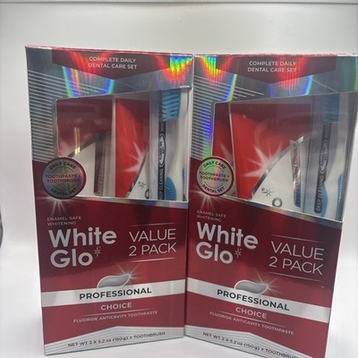 White Glo Professional Toothpaste With Brush 5.2 Oz Each (2 Pack)