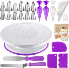 71Pcs Cake Decorating Kit Baking Supplies Tools Includes Cake Stand Turntable 