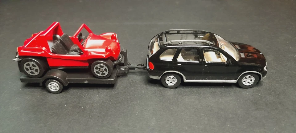 BMW X5 CON CARRELLO E BUGGY - Joy City 1/72 - pressofuso e plastica - lotto 2 - Immagine 2 di 4