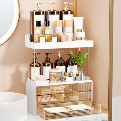 3 Large Drawers Makeup Organizer 5 Tier Bathroom Counter Organizers & Storage