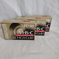 3 NEW Sealed Maxwell VHS-C HGX-Gold TC-30 Camcorder Tapes Premium High Grade