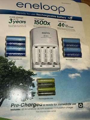 SANYO ENELOOP 8 AA & 4 AAA BATTERIES W/ CHARGER BRAND NEW