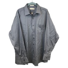 Michael Kors Mens Gray Button Down Dress Shirt 17.5 34/35 100 Cotton