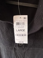 Club Room Men's Black Knit Mock Neck Button Pullover Sweater Long Sleeve Size L