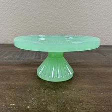 Vintage Mini Jadeite Cake Plate Pedestal Cupcake Stand Miniature 4” x 2”