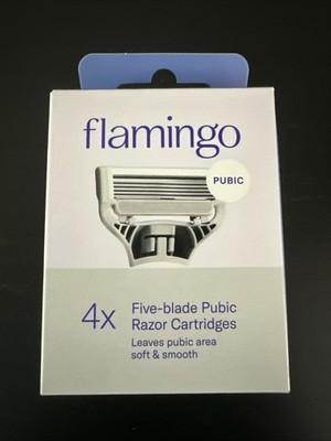 Flamingo Five-Blade Pubic Razor Cartridges Pack of 4 Refill Cartridges [NEW]