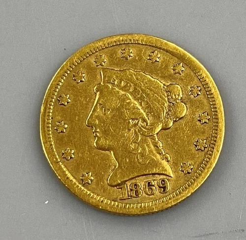 1869 S US $2.50 Gold Liberty Coin .1209AGW cleaned L23854