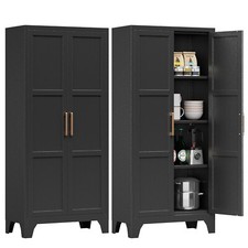 Metal Storage Cabinet with 3 Adjustable Shelves 2 Doors Kitchen Home Cupboards