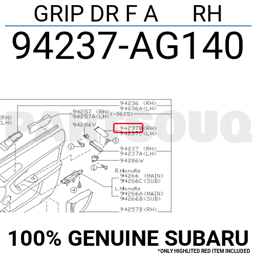 94237AG140 Genuine Subaru Grip Dr F a RH 94237-ag140 for sale