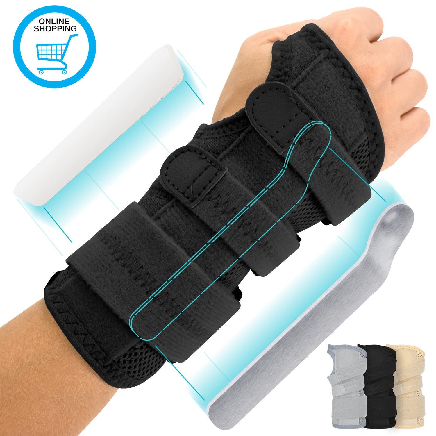 Carpal Tunnel Wrist Brace (Left or Right) - Arm Compression Hand Support Splint