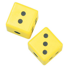 Pair of Jumbo COATED FOAM DICE, Yellow, Dice games  Activitis-indoor or outdoor