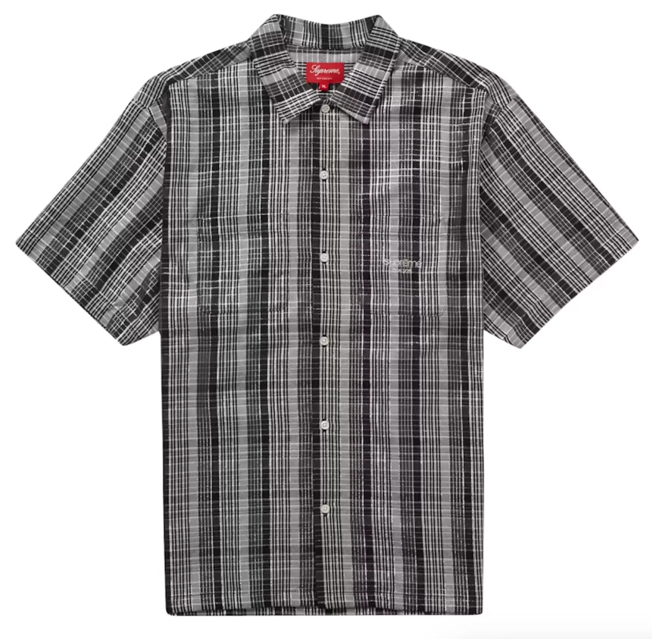 CHEMISE NOIRE SS23 SUPREME LUREX METALLIC S/S SS TAILLE XXL