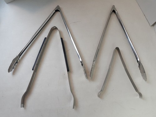 Lot of 4  Stainless Steel Tongs Grill Barbeque Kitchen American Metalcraft  FEGS