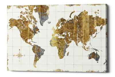 Epic Graffiti ''Gilded Map'' by Wild Apple Portfolio, Giclee Canvas Wall Art
