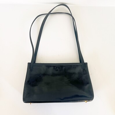 Vintage MONSAC ORIGINAL Black Leather Satchel Shoulder Bag Double Handle  Purse