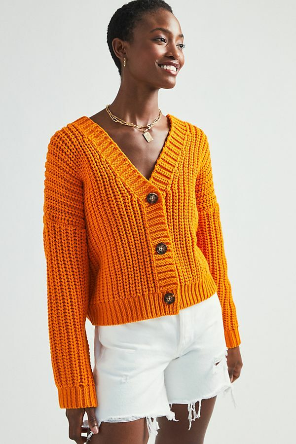 orange cardigan sweaters