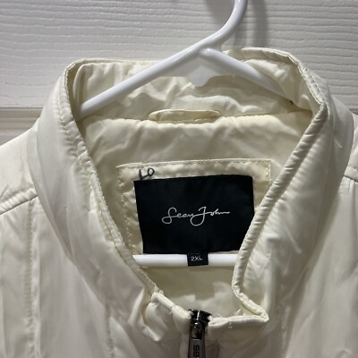 Men's Sean John Vintage Off White Quilted Puffer Puffy Jacket Coat